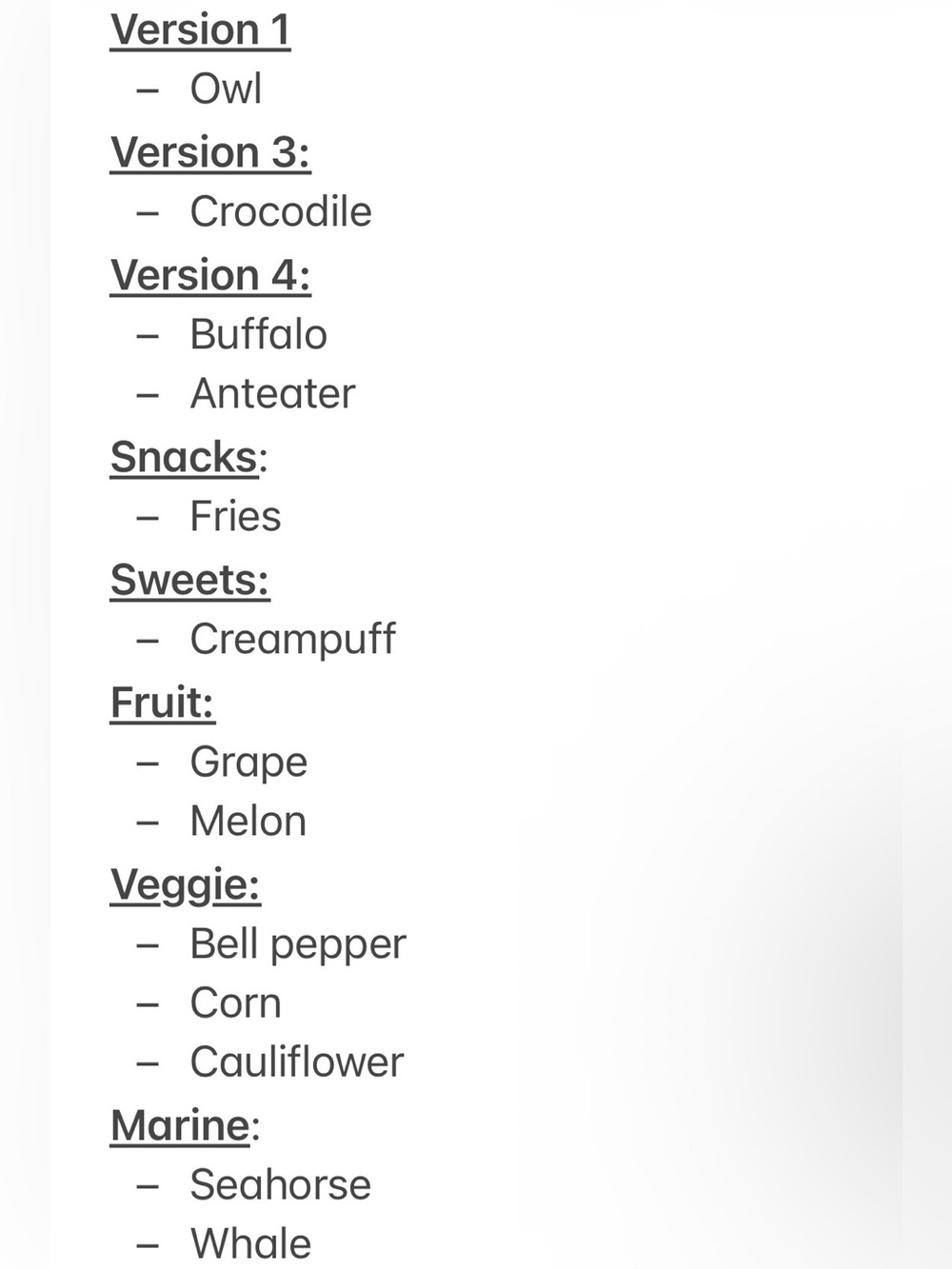 Full list of authentic Sonny angels UFS